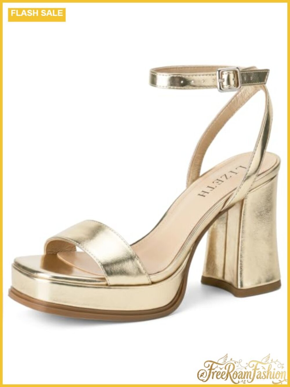 Women's Platform Strappy Sandals Square Open Toe Chunky Block Heel Faux Leather